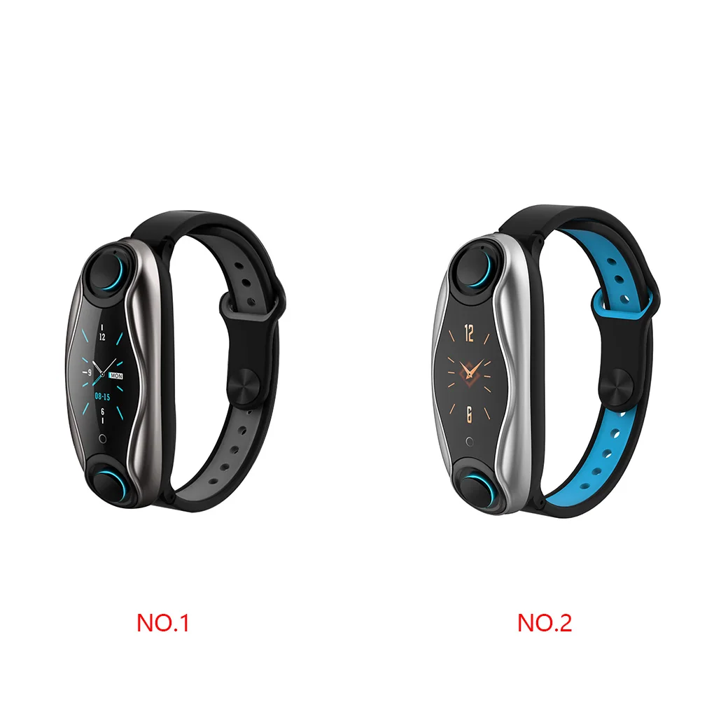 T90 2-в-1 Bluetooth наушники со светодиодными огнями 5,0 Беспроводной наушники Фитнес смарт-браслет Давление монитор сердечного ритма Смарт часы