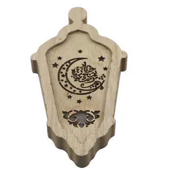 

1pc Eid Mubarak Desktop Adornment Hollow Wooden DIY LED Ramadan Festival Home Decoration Wooden Led Lamp