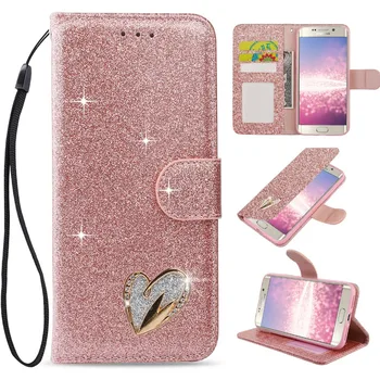 

Luxury Wallet Case For Samsung A51 A71 A8 A7 A6 A5 2017 Bling Glitter Flip Stand Soft Leather Cover For Galaxy J3 J4 J5 J6 Plus