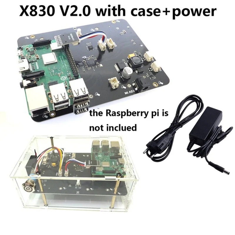 Raspberry Pi 2 3 B+ Plus/3B X830 V2.0 HDD Плата расширения w/Veilig Функция выключения, 3," SATA HDD Opslag модуль B+ Pi 3 Режим B