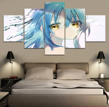 

Wall Art 5 Piece Crying girl Anime HD Print Decor Painting Canvas Painting Canvas Home Living Room Decoration