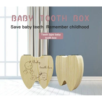 

New Memorable Cute Wood Baby Teeth Box Delicious Souvenir Teeth Saver Box Time Memory Baby Teeth Storage Box for Kids Boy&Girl