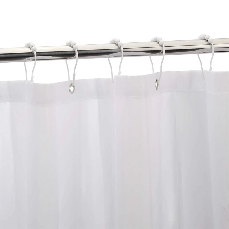 New-Shower Curtain Hooks Rings, Stainless Steel Rust-Resistant Shower Curtain Rings and Hooks- Set Of 12-White