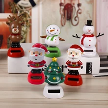 Фигурки снеговика/Санта-Клауса/рождественской елки на солнечных батареях, настольные украшения для нового года, Счастливого Рождества, домашний Автомобиль, декор на Рождество