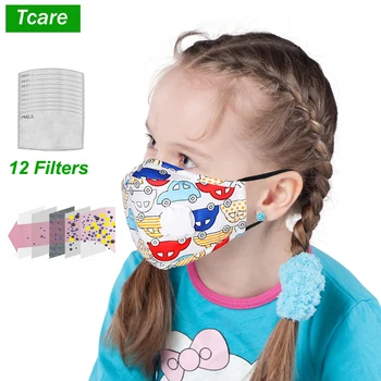 

Tcare Cute Cotton Anti Dust Mouth Face Mask Reusable Washable with 12Pcs PM2.5 Filters Fits 3-12 Years Old Kids Children