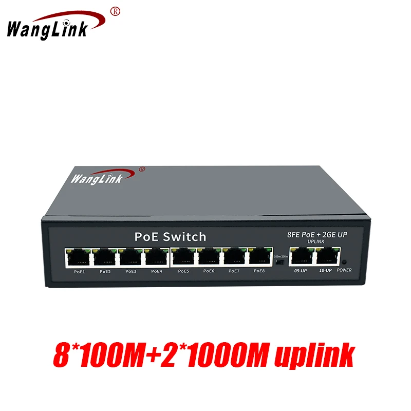 8port 100M Wanglink коммутатор питания через Ethernet 100 м/1000 м 4/8/16 системы безопасности Порты и разъёмы+ 2 Uplink Порты и разъёмы 100 м/1000 м коммутатор сетевой Ap/cctv-Камера-Системы - Цвет: 8port 100M