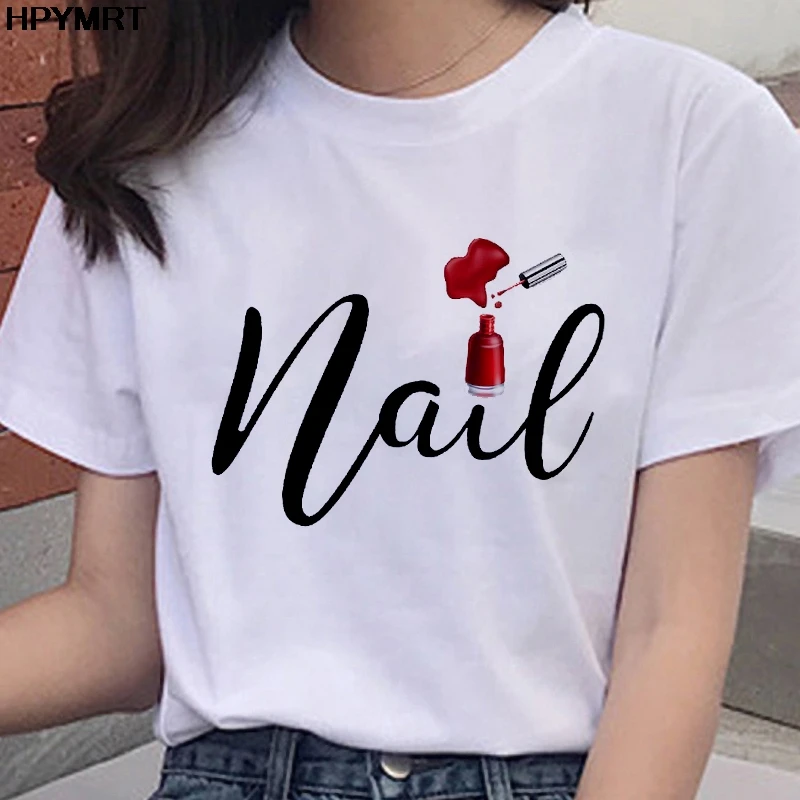 

Summer Fingernail Nail Art Make Up 90s Ladies New Summer T-shirts Top T Shirt Ladies Womens Graphic Female Tee T-Shirt Clothing
