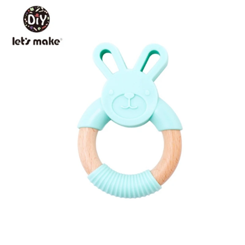 Rabbit Mint Let's Make Fox Прорезыватель для зубов, Детские Прорезыватели в форме мультяшных персонажей, из бука, без бисфенола, 1 шт., детские погремушки, Силиконовые Прорезыватели Для Кормления - Цвет: Rabbit Mint