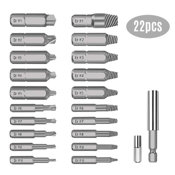 

22pcs Multi-function Precision Broken Screw Extractor Set Mini Damaged Screw Extractor Drill Bits Guide Broken Bolt Remover