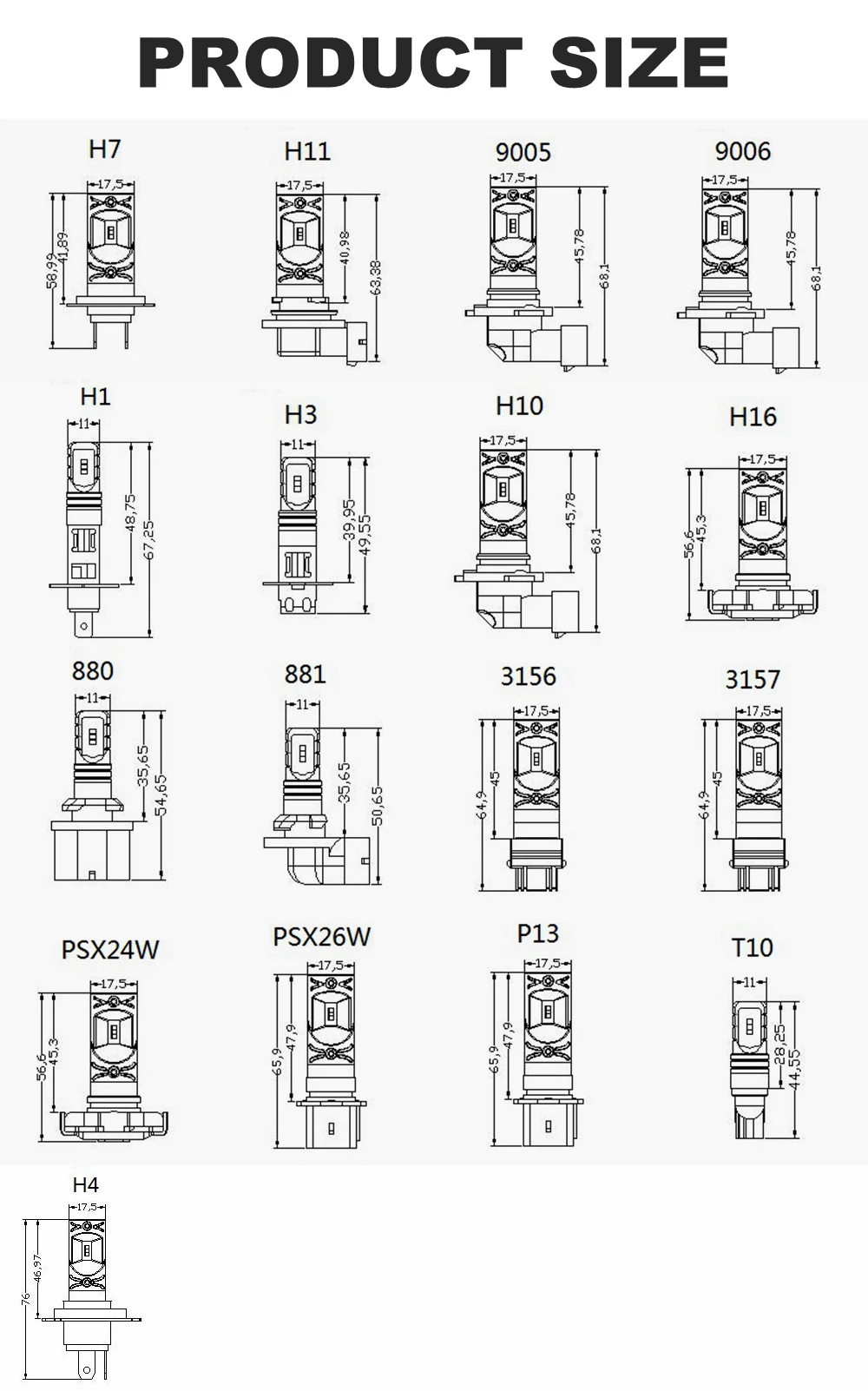 ZES светодиод Автомобильные противотуманные фары 880 881 H11 H8 H9 H16JP H16EU H7 9005 9006 декодер противотуманки огни Размеры Canbus 6500K