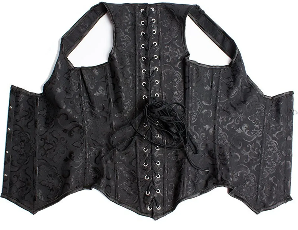 S-6XL-Women-s-White-Black-Brocade-Steel-Boned-Steampunk-Tesla-Underbust-Corset-Waist-Cincher-Vest (5)