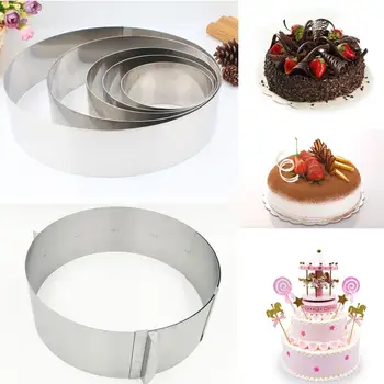 

Adjustable Round Cake Molds 1Pc 6-12inches Mousse Ring 3D Stainless Steel Baking Moulds Kitchen Dessert Cake Decorating Tools