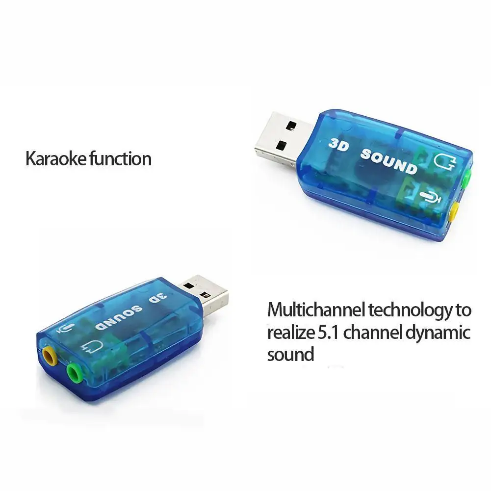 Внешний USB адаптер звуковой карты аудио 5,1 Виртуальный 3D USB до 3,5 мм микрофон динамик наушники интерфейс для ноутбука компьютер ПК