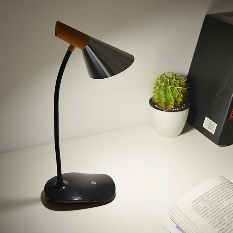Промо-акция! Usb перезаряжаемая Светодиодная настольная лампа, регулируемая интенсивность, светильник для чтения, пресс-переключатель, деревянные зерна, настольные лампы, настольная лампа