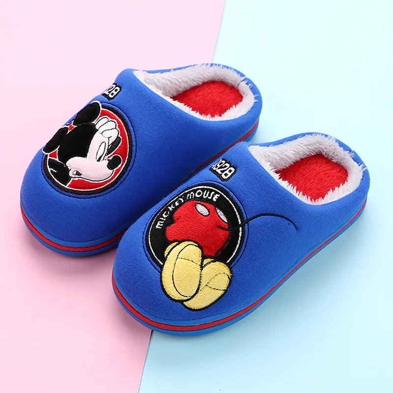 Disney/Детская Хлопковая обувь с рисунком Микки; тапочки; нескользящие теплые хлопковые тапочки на мягкой подошве; домашняя обувь