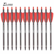 

ELONG 7.5" R9 Crossbow Bolts Carbon Arrows 2" Red Vanes with 100grain Broadhead SP350 for Hunting Shooting Targeting