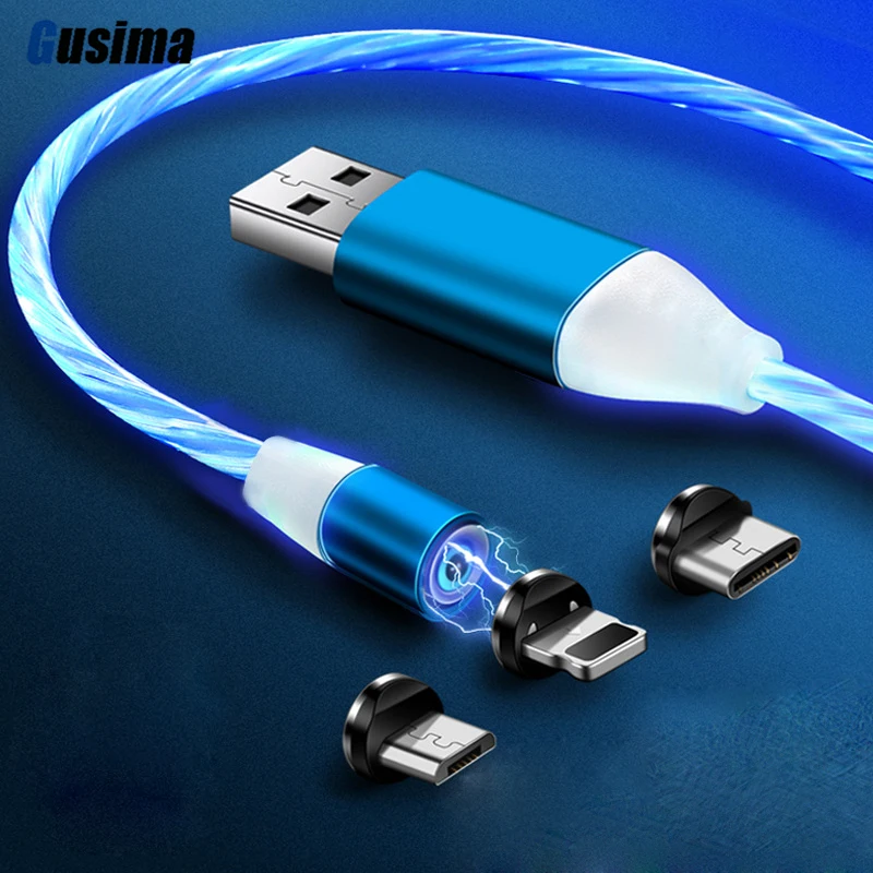 Популярный Магнитный плавный свет кабель Быстрая зарядка Магнит Micro usb type C для