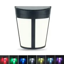 Солнечный садовый настенный светильник Холодный теплый светодиодный открытый солнечный светильник Настенный забор лестничная дорожка дворовая безопасная Лампа уличного освещения на солнечной энергии красочная