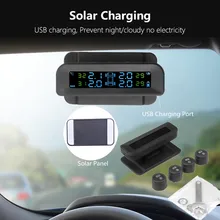 Солнечная мощность TPMS автомобильная система контроля давления в шинах дисплей в режиме реального времени Сигнализация Беспроводные внешние датчики на лобовом стекле или приборной панели
