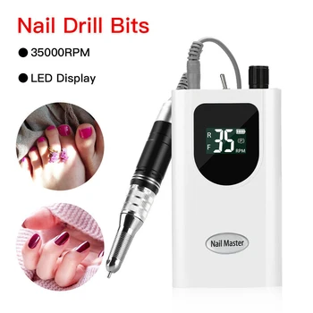 

Nail polish manicure Rechargeable cordless portable nail rig 35000RPM salon equipment with acrylic pedicure Tool