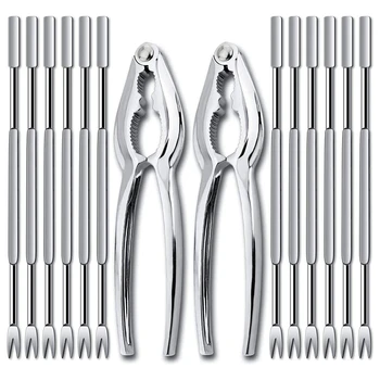 

Lobster Crackers and Picks Set, Crab Leg Cracker Tools, Stainless Steel Seafood Crackers and Forks Nut Cracker 14 Pcs