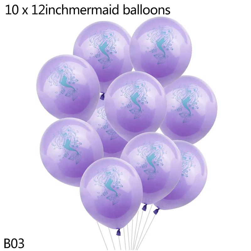 10 шт. 12 дюймов маленькая Русалка воздушные шары для дня рождения конфетти для воздушного шара латексный воздушный шар для детей день рождения Свадебные украшения - Цвет: B03 purple mermaid