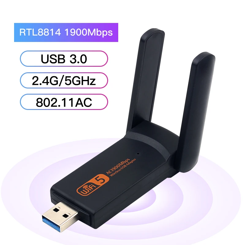 pc wifi adapter USB WiFi Adapter 1900Mbps Dual Band 2.4G/5Ghz USB3.0 Wireless WIFI Lan Adapter Dongle 802.11ac RTL8812BU With Antenna For Laptop ethernet to phone port adapter