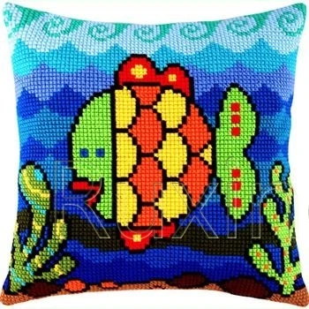Latch-Hook-Kits-DIY 3D Segment Embroidery Pillow Embroidered Handcraft Case fish Package Coarse Wool Cross Stitch | Дом и сад