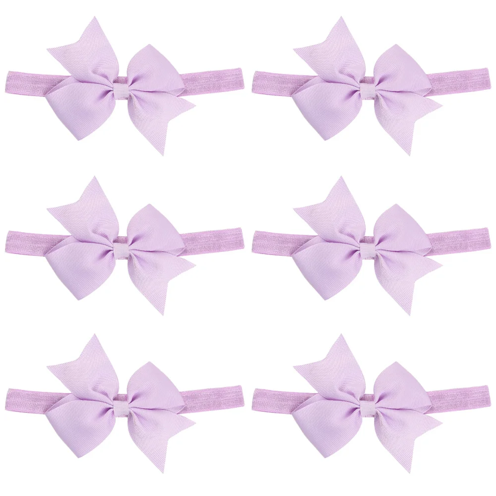 Light Purple-6 PCS 6 шт.; Детская повязка на голову для малышей; повязка на голову с милым бантом; однотонные тюрбаны; головные уборы; HATWO1009 - Цвет: Light Purple-6 PCS