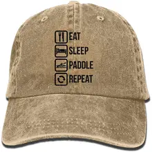 Eat Sleep каяк Повтор Мужская Женская промытая джинсовая бейсболка Регулируемая задняя застежка Кепка для водителя грузовика