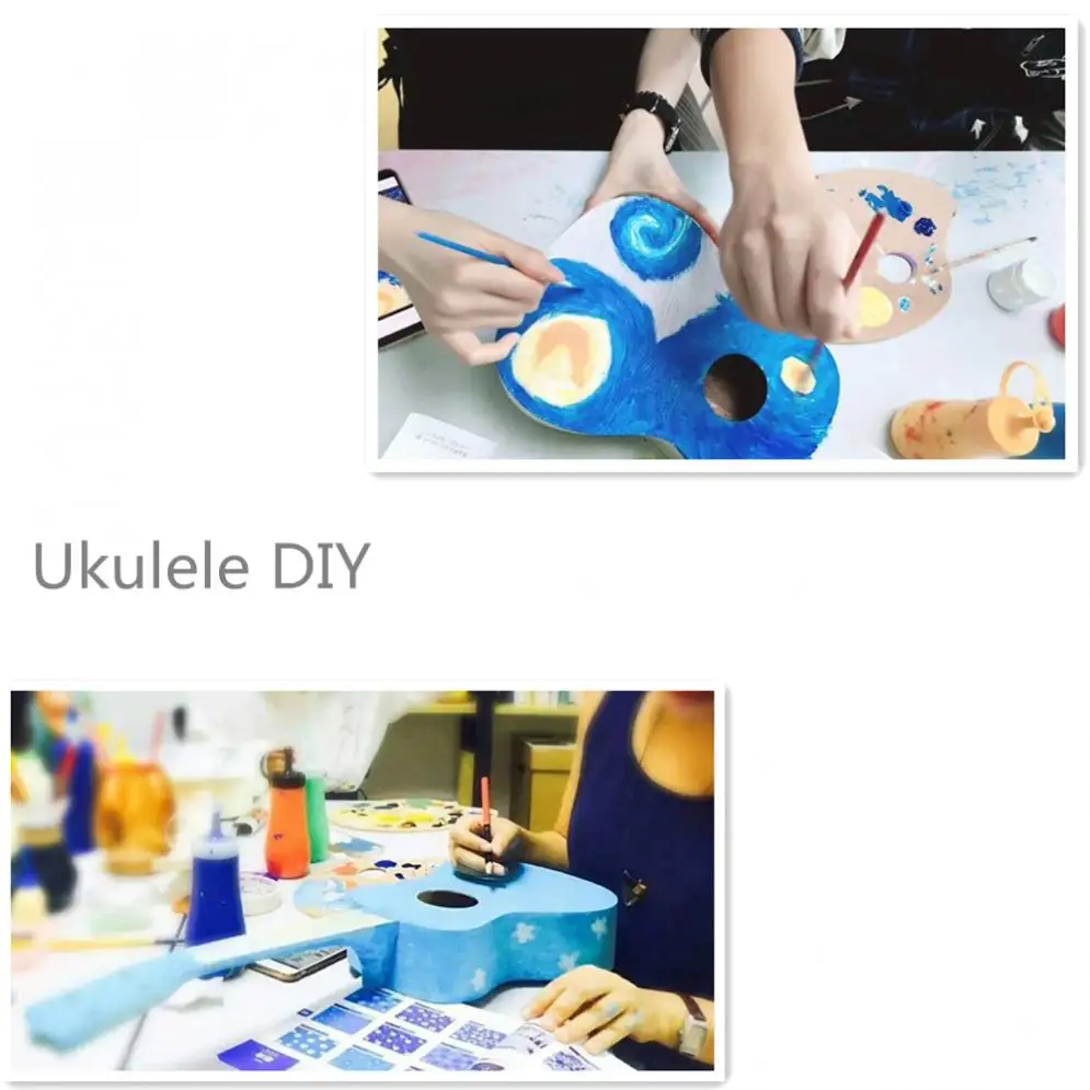 21 дюймов сопрано Гавайские гитары укулеле DIY Kit липа Гавайские гитары с отверстием в форме сердца картина ручной работы родители-дети Акция Горячая