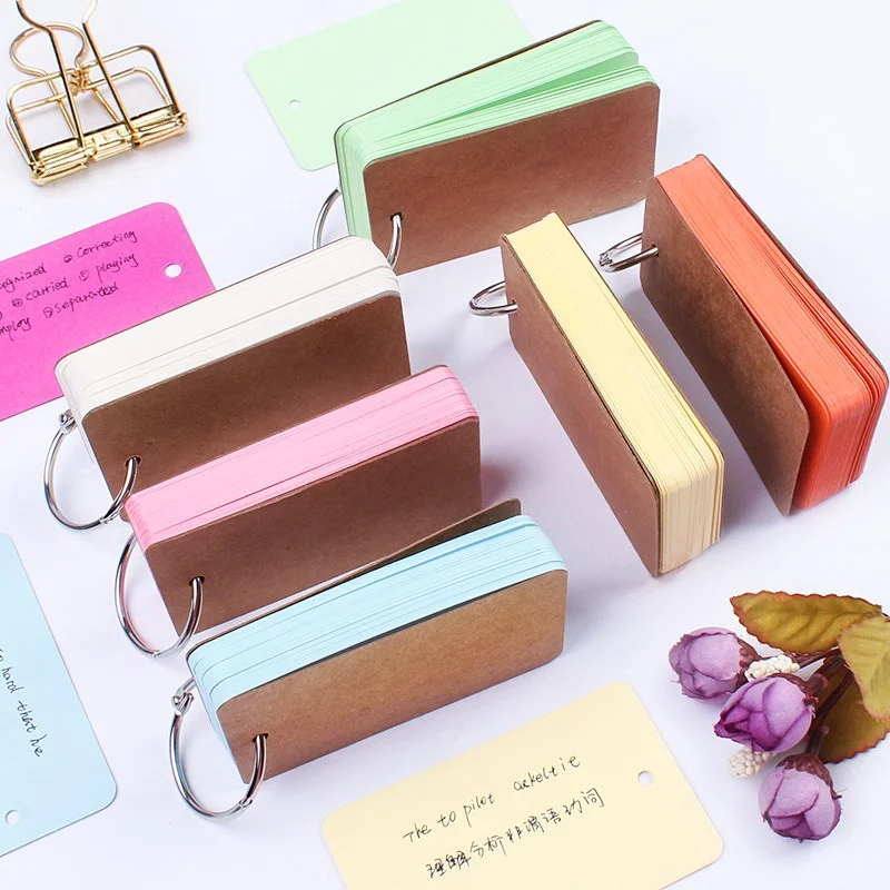 

Portable Buckle Binder Notes Flash Cards Memo Pads DIY Blank Card Stationery VH99