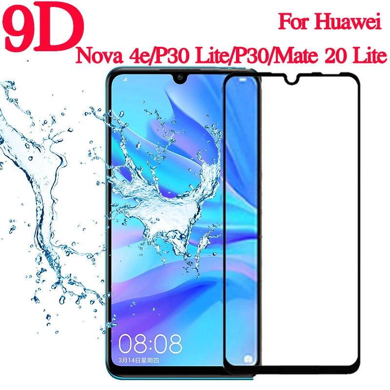 

9D Glass Screen Protector Full Cover Tempered Glass For Huawei Nova 4e P30 Lite Mate 20 Lite 9d Safety Protective Glass Film
