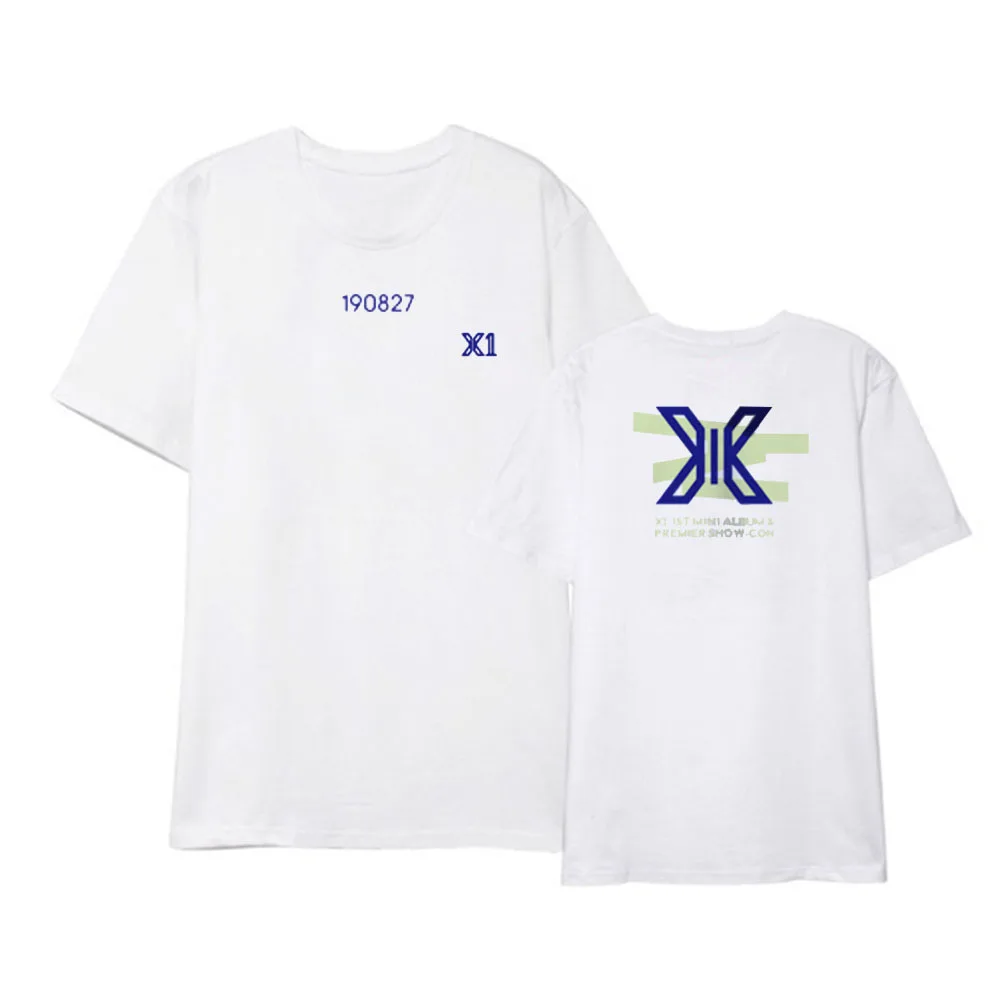 Белый K-pop X1 производства X 101 альбом концерт поддержка Футболка Модные Kpop X Один короткий рукав Футболка летние хлопковые топы коллекция вентилятор - Цвет: Белый