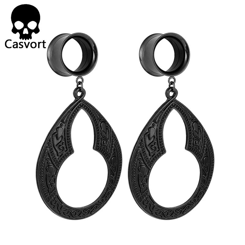 Casvort, новинка, спираль, болтаются, беруши, пирсинг, ювелирные изделия для тела, нержавеющая сталь, черный винт, туннели, серьги для лучшего подарка - Окраска металла: black