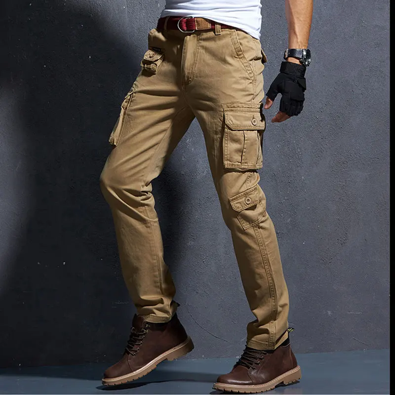 

Casual Long Pants Men Camouflage Slim Straight Cargo Trousers Male Fit Military Tactical Sport Hiking