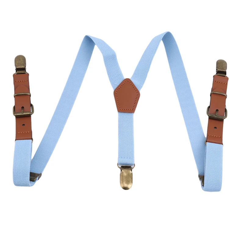 light blue Детские подтяжки, Детские регулируемые эластичные y-образные металлические зажимы подвески для детей, вечерние аксессуары для свадебной одежды - Цвет: light blue