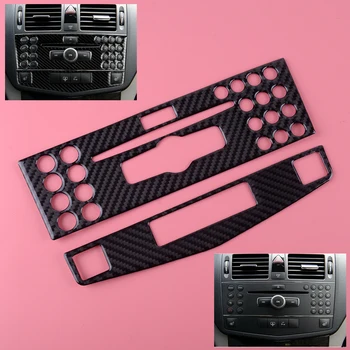 

beler 2PCS Car Epoxy Carbon Fiber Style Console CD Panel Cover Fit for Mercedes-Benz C Class W204 2007 2008 2009 2010