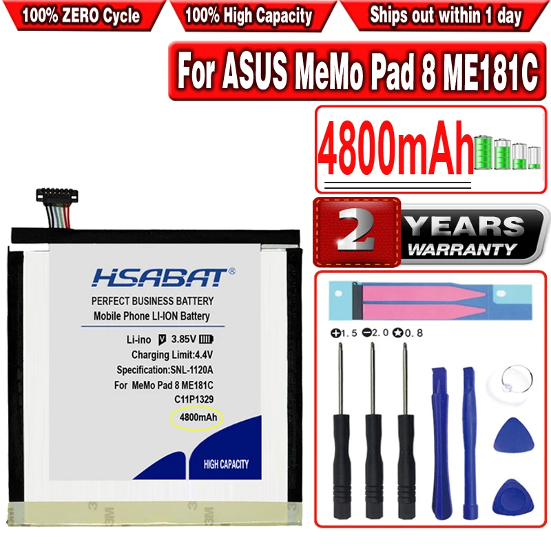 Аккумулятор высокой емкости HSABAT 4800 мАч C11P1329 для ASUS MeMo Pad 8 ME181C ME181CX|Аккумуляторы