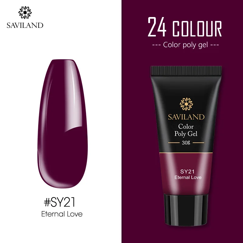 30ml SY21 SAVILAND цветной полигель для наращивания пальцев 24 Цвета УФ-гель для быстрого наращивания 30 г/15 г полигель-лак для ногтей Твердый Гель-лак для ногтей - Цвет: 30ml SY21