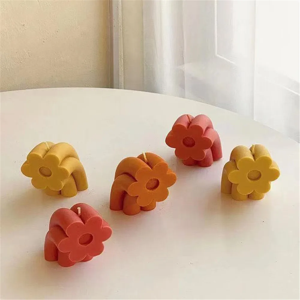 Новый 3D цветок Форма Колонный Силиконовые свечи формы для изготовления свечей