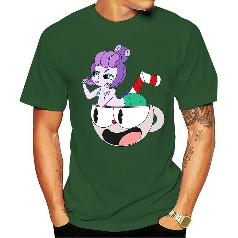 2021 Leisure Fashion 100% cotton T-shirt Cuphead Classic Oversize 100 Graphic Short Sleeves Mens Awesome | Мужская одежда