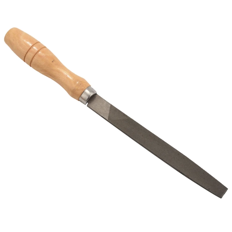 High Carbon Steel File Set with Wooden Handles Rasp File for Wood, Metal, Plastic, 5 Pieces (Steel File)