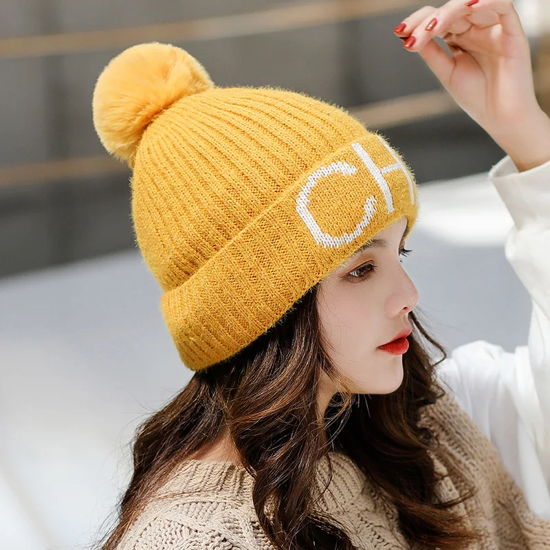Теплозащитная Балаклава для женщин s Beanie шапки Новые Модные женские вязаные акриловые теплые женские зимние шапки для девочек зимние Pom Hat