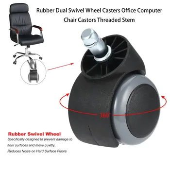 

1 pc Rubber Durable 360 Degrees Rotating Rolling Swivel Wheel Casters Office Computer Chair Castors Threaded Stem