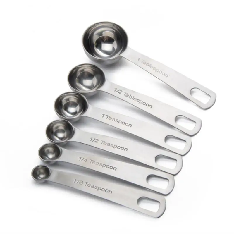 6 pcs/set Measuring Spoons Stainless Steel Seasoning Coffee Tea Measuring Spoons With Scale Bakery Tool Kitchen Supplies