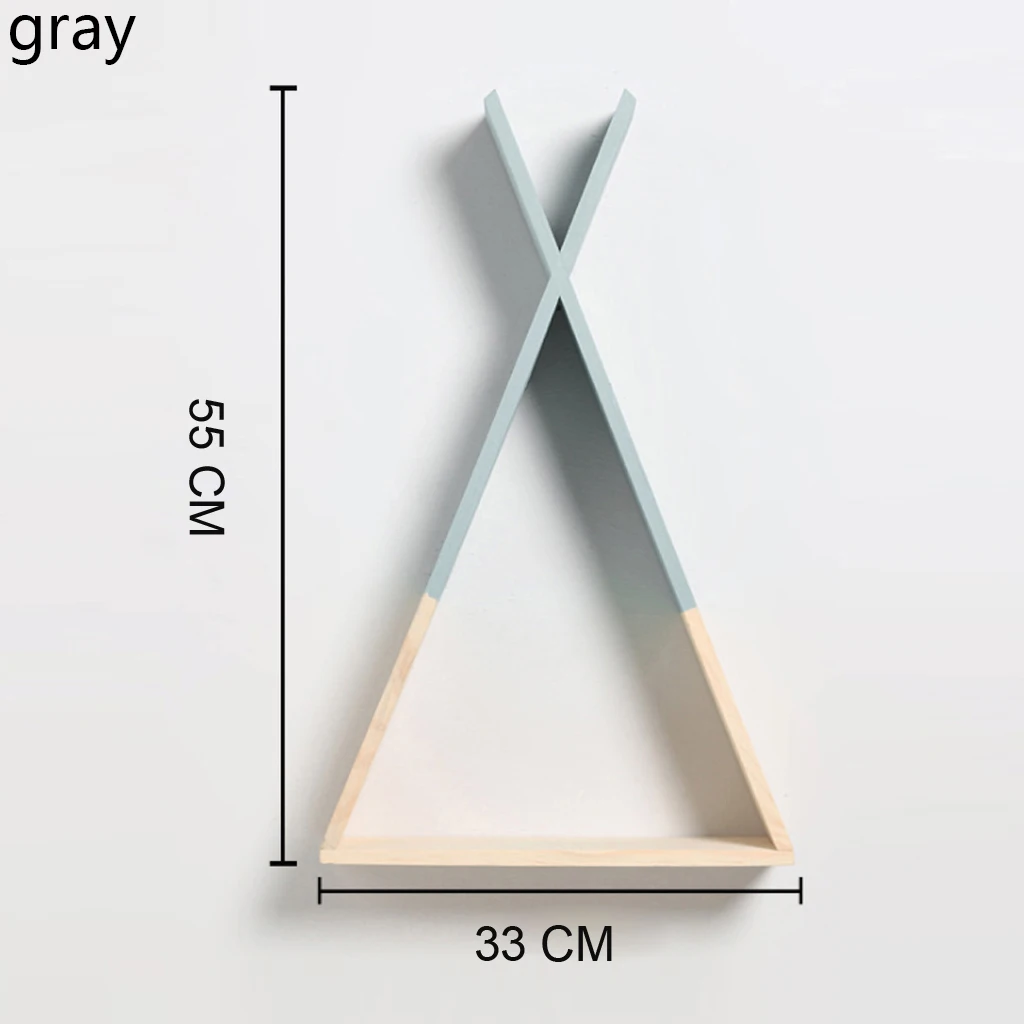 gray big Новинка, креативная треугольная настенная рамка, полка для дома, витрина, декоративная стойка для гостиной, спальни, детской комнаты, ремесла, стеллаж для хранения - Цвет: gray big
