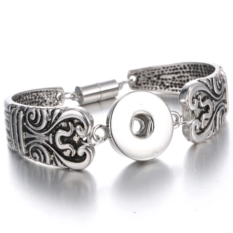 Snap Jewelry Bracelet Magnet Bohemian Watches Women Jewelry Colorful Pulseras New Vintage 18mm Metal Snap Button Bracelet - Окраска металла: 12