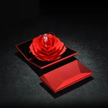 

Diamond Shaped Packaging Wedding Engagement Case Rose Flower Gift Display Holder Box Handmade Origami Flower Wedding Ring Box