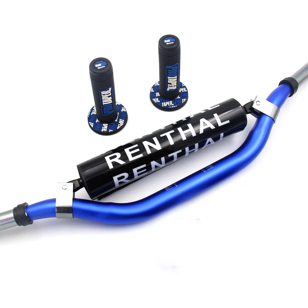 Руль+ ручки+ зажимы+ колодки конические ручки с чпу руль зажим жир бар 1-1/" питбайк мотокросс Renthal руль 28 мм - Цвет: blue-A